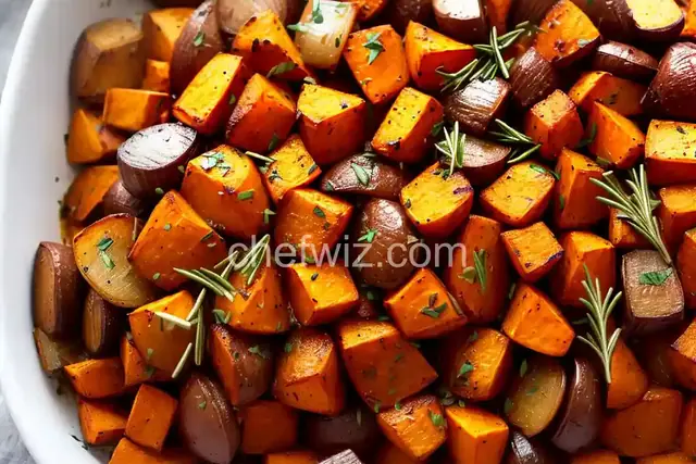 Roasted Sweet Potatoes and Onions with Rosemary and Parmesan
