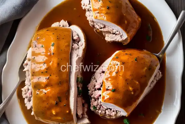 Rolled Stuffed Turkey Breast with Quick Stuffing and Gravy