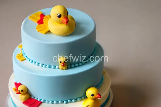 Rubber ducky baby shower cake