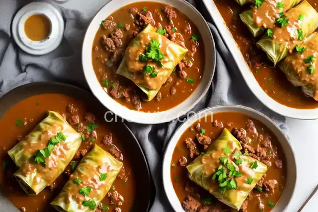Russian Cabbage Rolls with Gravy