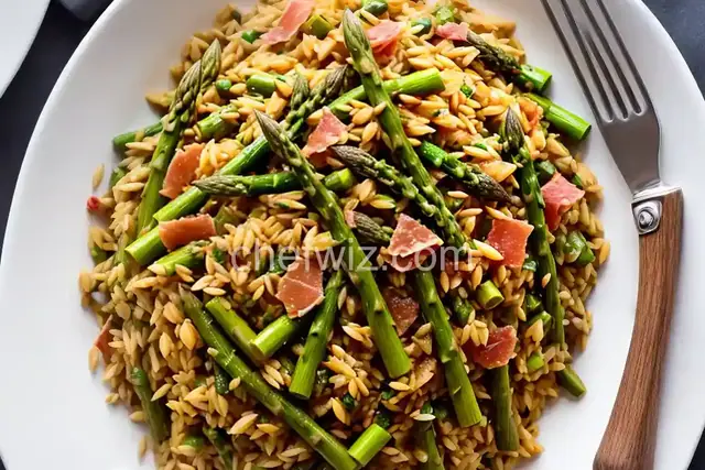 Saffron Orzo with Asparagus and Prosciutto