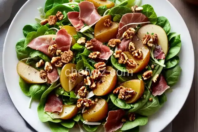 Salad with Prosciutto and Caramelized Pears and Walnuts