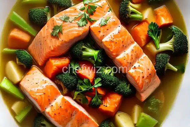 Salmon à la Nage (Poached in Broth) With Summer Vegetables Recipe