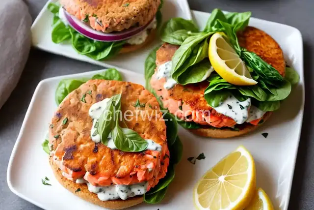 Salmon Burgers with Lemon Basil Mayo