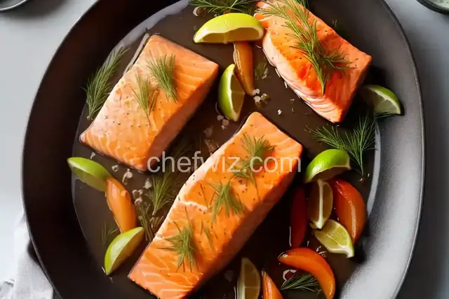 Salmon Confit with Lime, Juniper, and Fennel