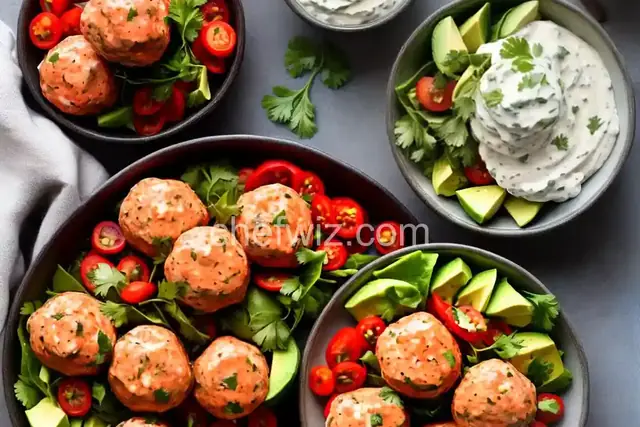 Salmon Meatballs With Avocado Crema