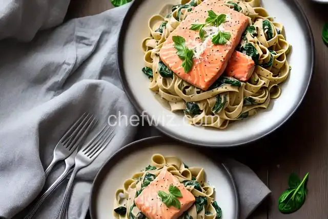 Salmon and Spinach Fettuccine