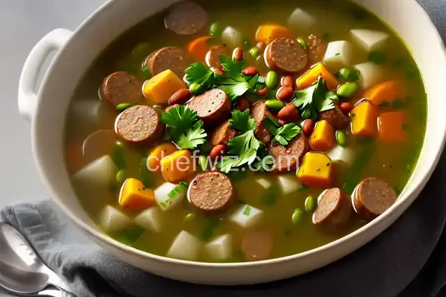 Sausage, Bean, and Turnip Green Soup