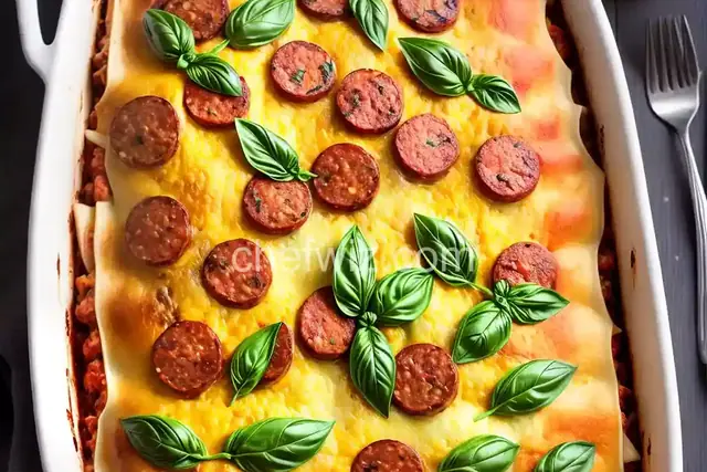 Sausage, Cheese and Basil Lasagna