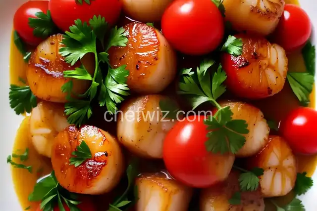 Sautéed Scallops with Cherry Tomatoes, Green Onions, and Parsley