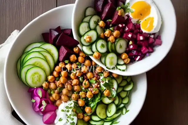 Savory Yogurt Bowl with Chickpeas, Cucumbers and Beets