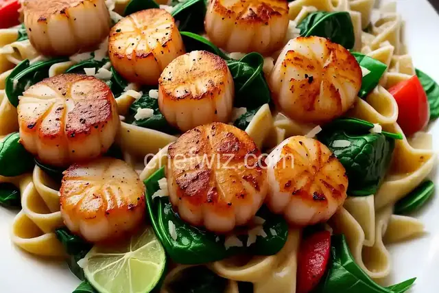 Scallops and Spinach over Pasta