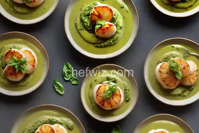 Scallops with Pesto Cream Sauce
