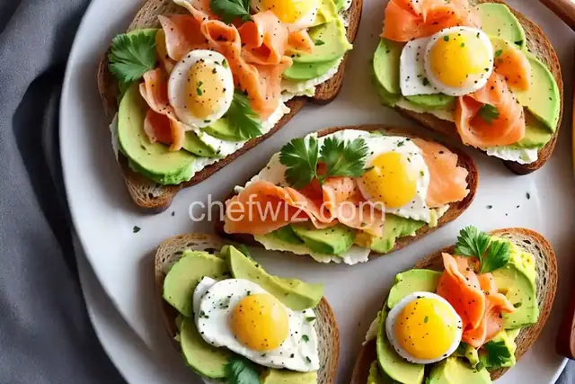 Scrambled Eggs, Avocado, and Smoked Salmon on Toast