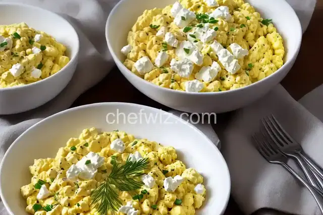 Scrambled Eggs with Caramelized Onions and Chèvre