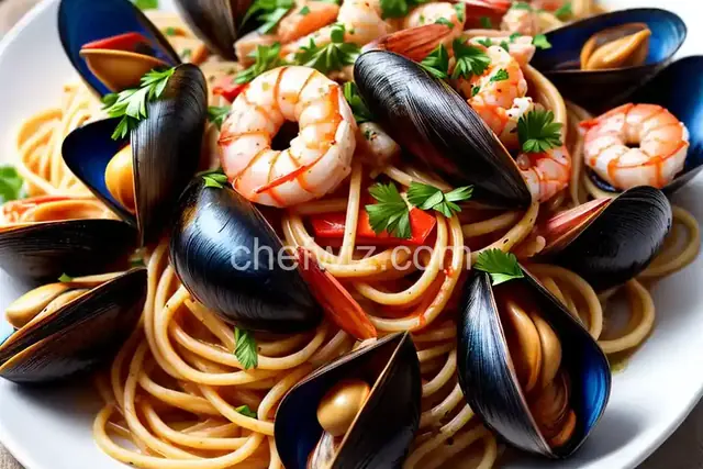 Seafood Spaghetti With Mussels and Shrimp