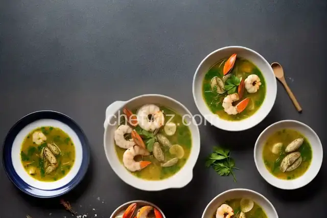 Seafood en Brodo with Tarragon Pesto