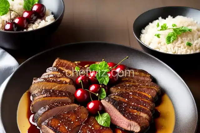 Seared Duck Breast with Cherries and Port Sauce