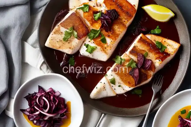 Seared Halibut with Fall Mole and Radicchio