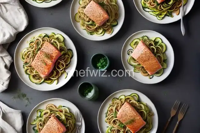 Seared Salmon with Garlicky Zucchini Noodles