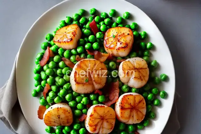 Seared Scallops With Mint, Peas, and Bacon