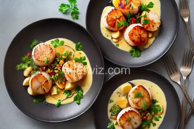 Seared Scallops with Roasted-Garlic Sabayon