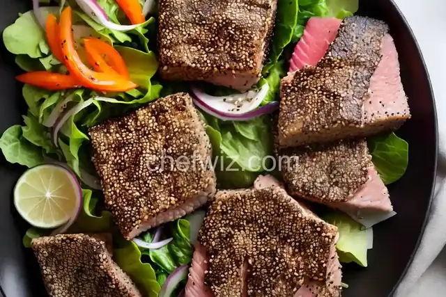 Sesame-Crusted Ahi with Ponzu Vinaigrette