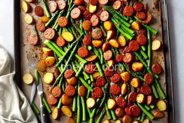 Sheet Pan Chorizo with Potatoes and Asparagus for Two