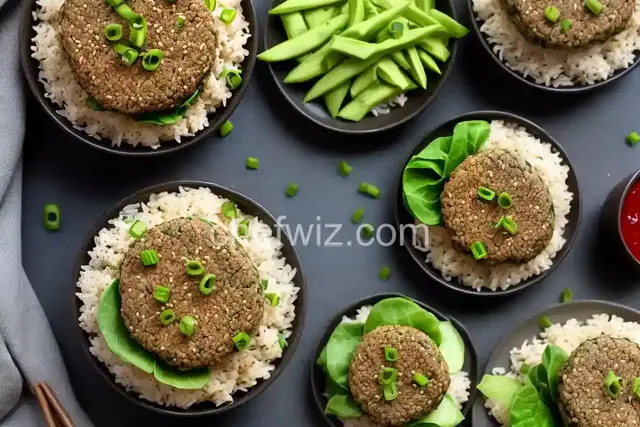 Shishito-Topped Edamame and Brown Rice Burgers