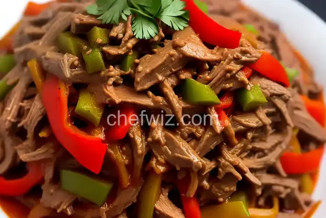 Shredded Steak with Peppers, Onions and Tomatoes (Ropa Vieja)