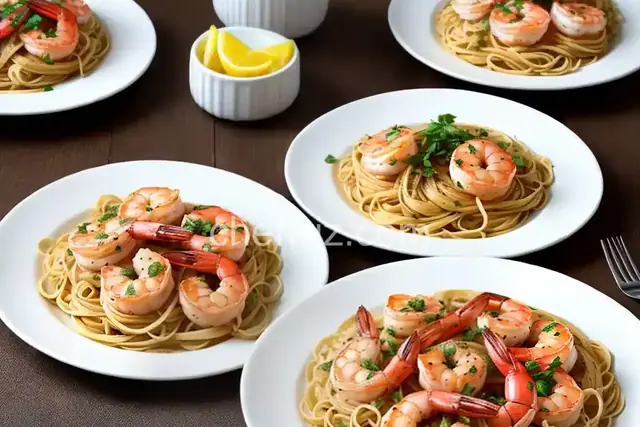 Shrimp Francese over Linguine