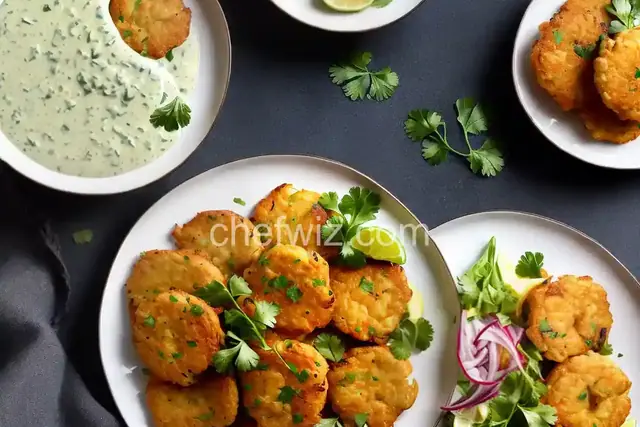 Shrimp Fritters with Cornichon Dressing