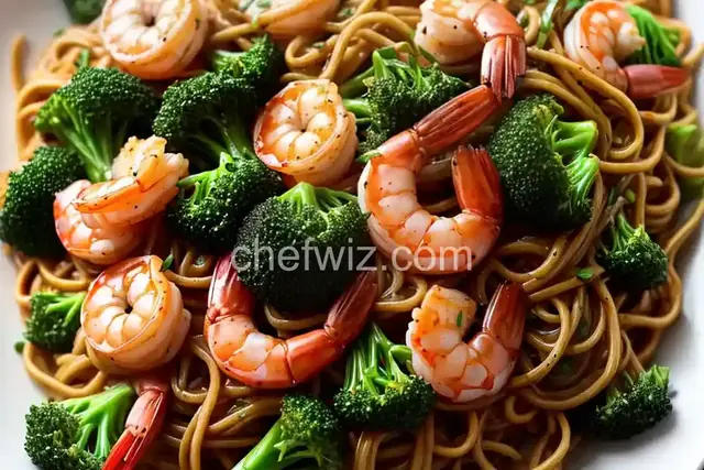 Shrimp Lo Mein with Broccoli