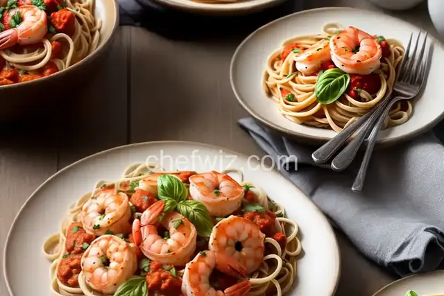 Shrimp Marinara over Linguine
