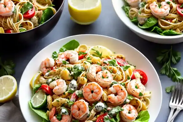 Shrimp Pasta Salad With a Creamy Lemon Dressing
