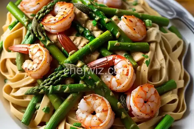 Shrimp and Asparagus Fettuccine