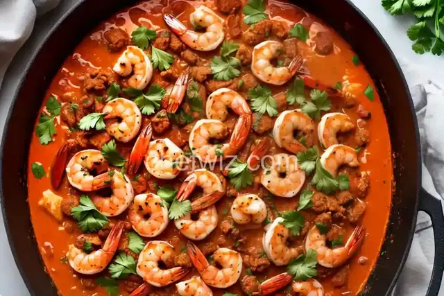 Shrimp and Chorizo in Garlic Sauce