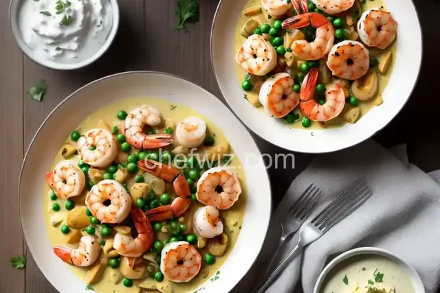 Shrimp and Scallops in Garlic Cream Sauce