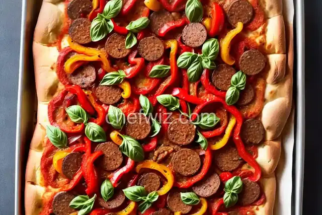Sicilian Pizza With Sausage and Peppers