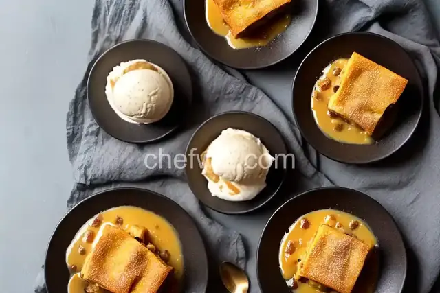 Simple Bread Pudding With Melted Ice Cream Sauce