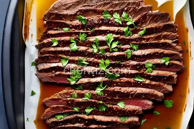 Simple Broiled Flank Steak with Herb Oil
