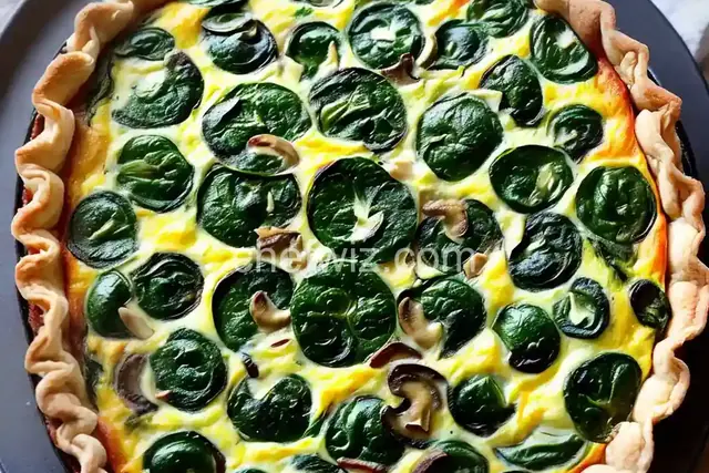 Simple Crustless Spinach and Mushroom Quiche