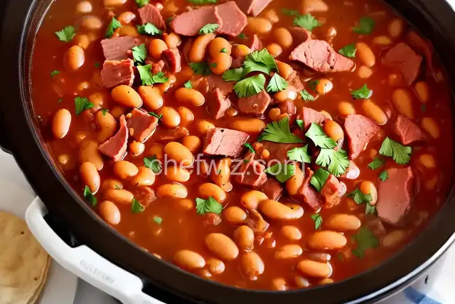 Simple Slow Cooker Pinto Beans and Ham