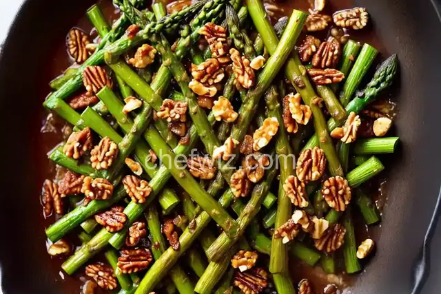 Skillet Asparagus with Caramelized Onions and Walnuts