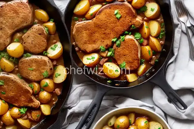 Skillet Pork Chops with Potatoes and Onion