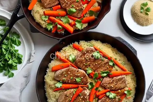 Skillet Pork Tenderloin with Spiced Carrots and Couscous