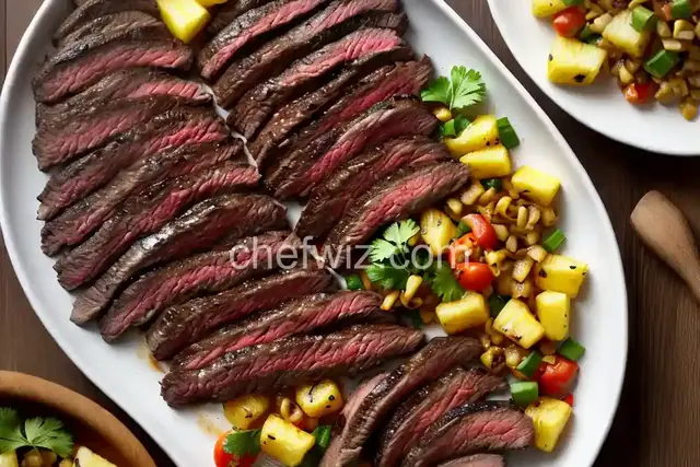Skirt Steak With Grilled Pineapple Chow