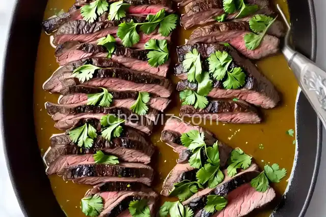 Skirt Steak with Cilantro Garlic Sauce