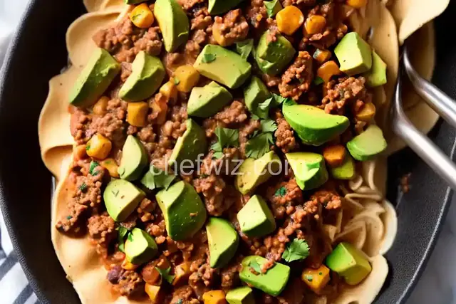 Sloppy Jose with Chorizo, Charred Poblanos and Avocado Crema