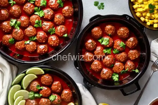 Slow Cooker BBQ Meatballs and Polish Sausage